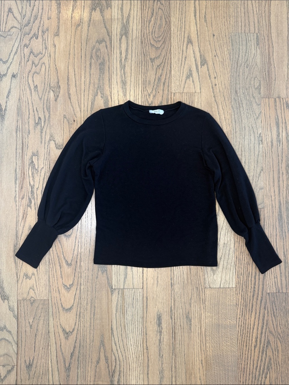 Jolie Women’s Black Puff Sleeve Cotton Sweater Top Size Small